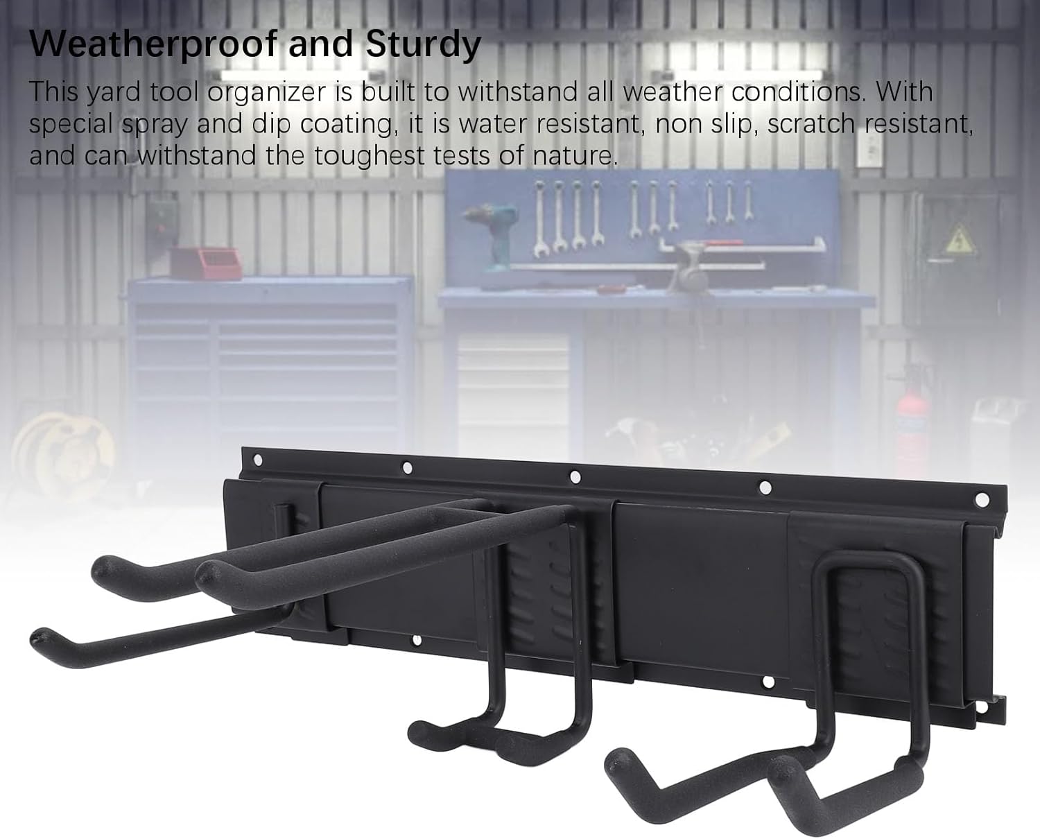 lyrlody Garage Garden Tool Organizer, Wall Mount Tool Storage Rack Ste