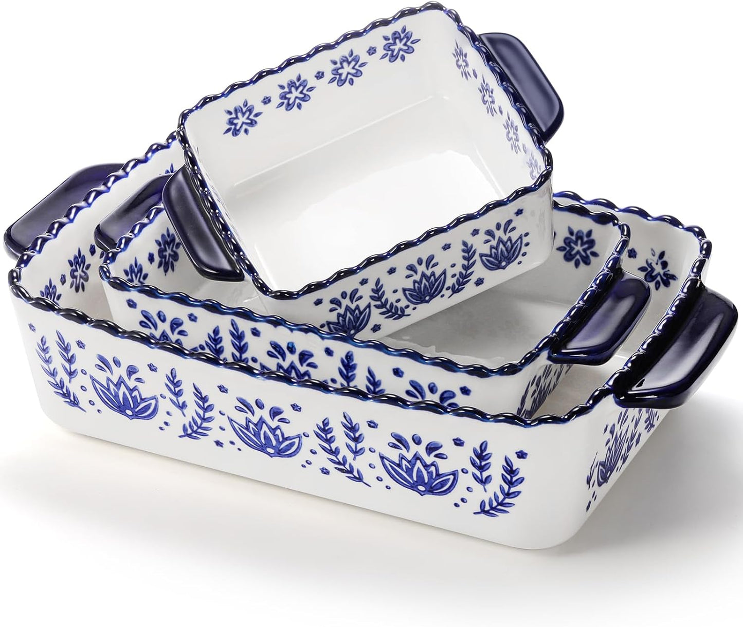 SOUJOY 3 Pack Porcelain Bakeware Set, Rectangular Baking Dishes, Lasag