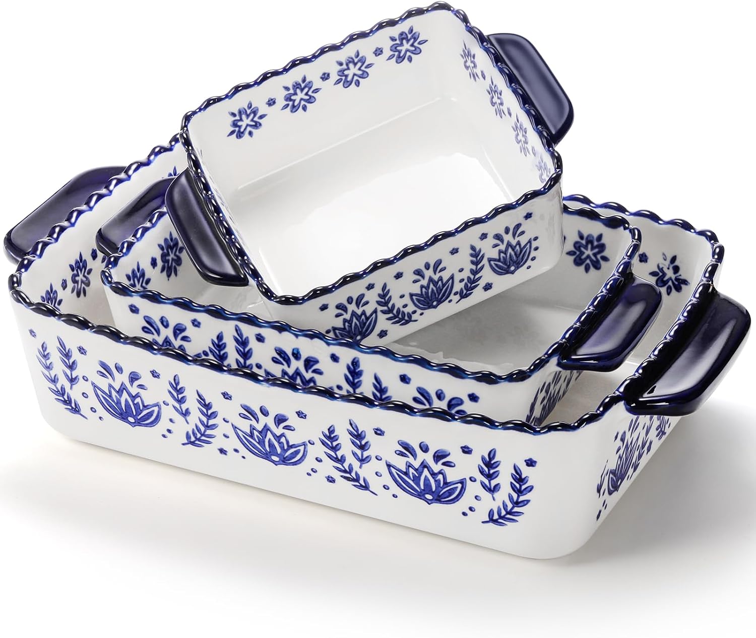 SOUJOY 3 Pack Porcelain Bakeware Set, Rectangular Baking Dishes, Lasag