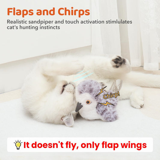 Potaroma Cat Toys Flapping Bird (No Flying), Lifelike Sandpiper Chirp 