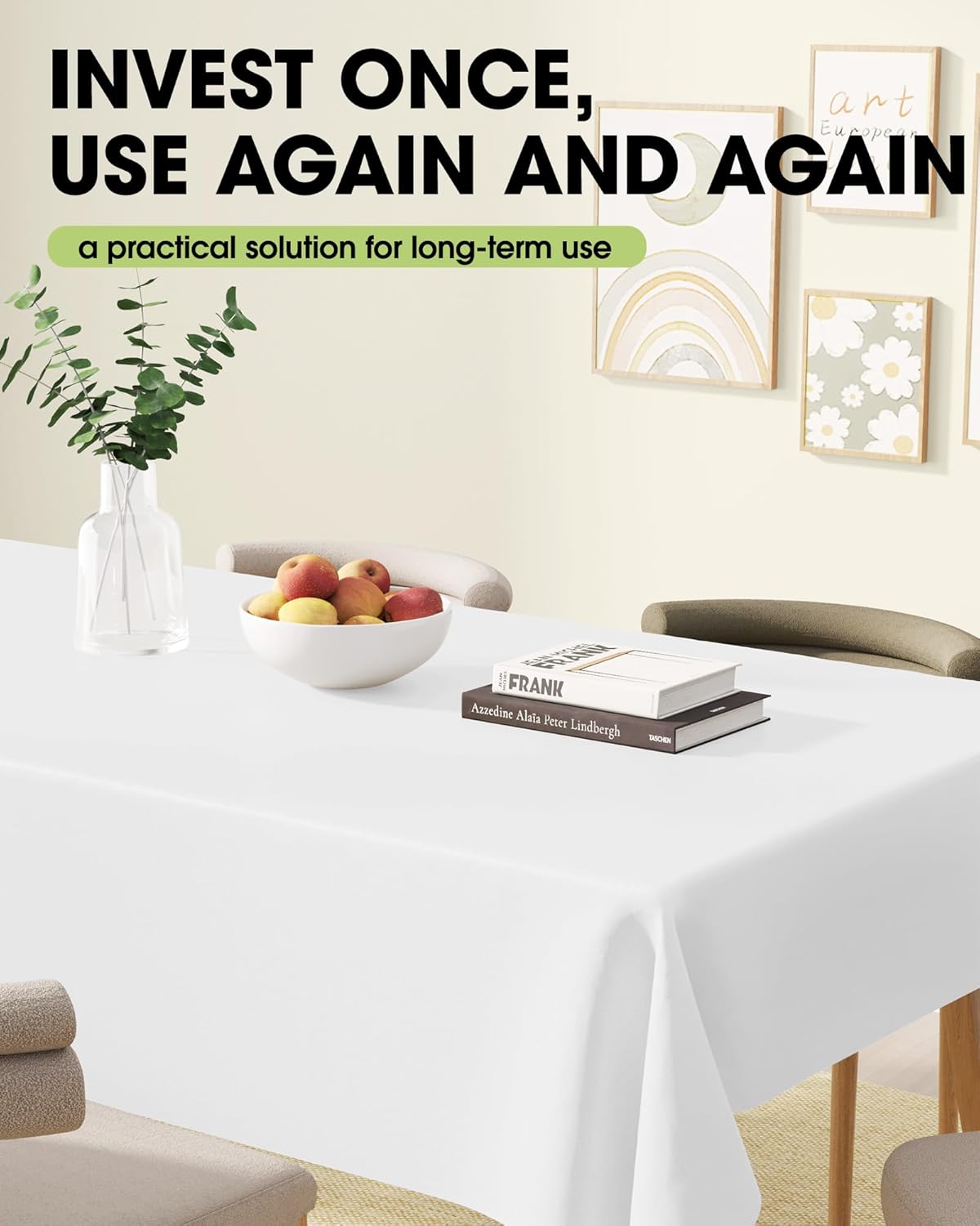 Pureegg Rectangle Table Cloth 60" x 102" – Durable Polyester Tableclot