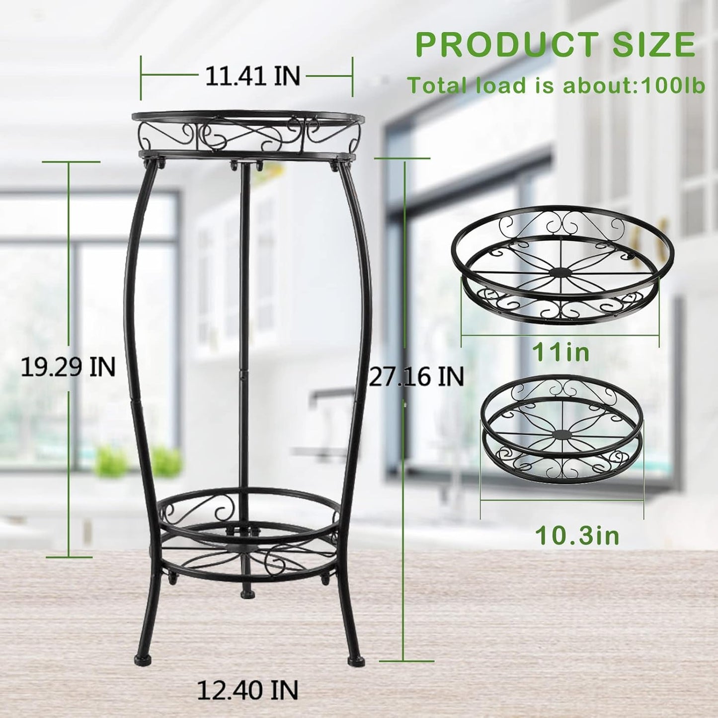 MOCORY Plant Stand Indoor Outdoor 2 Tier 25" Tall Metal Potted Holder 
