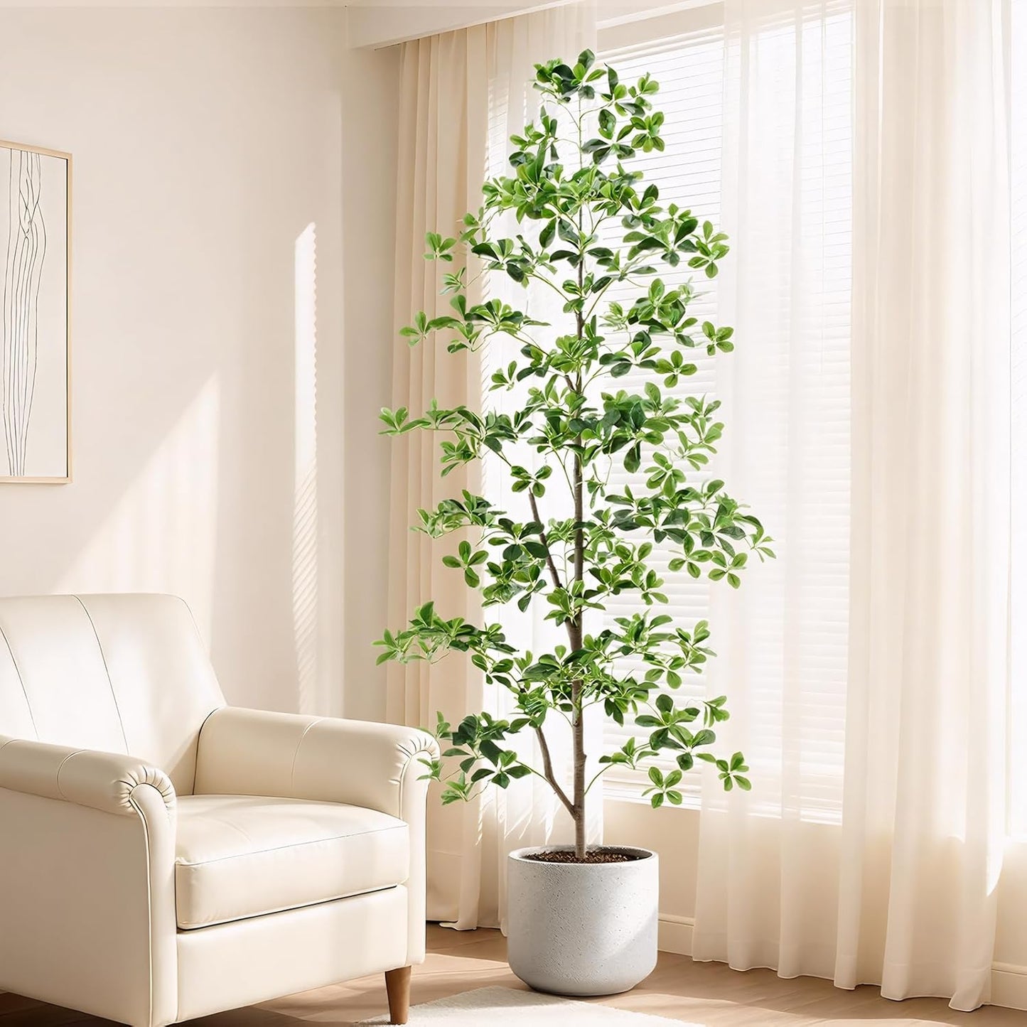 7ft Tall Artificial Black Olive Tree with 1260 Lifelike Leaves, Tall Fake Greenery Olive Silk Plants Artificial Tree Indoors in Pots, Faux Olivo Tree for Living Room Office Decor