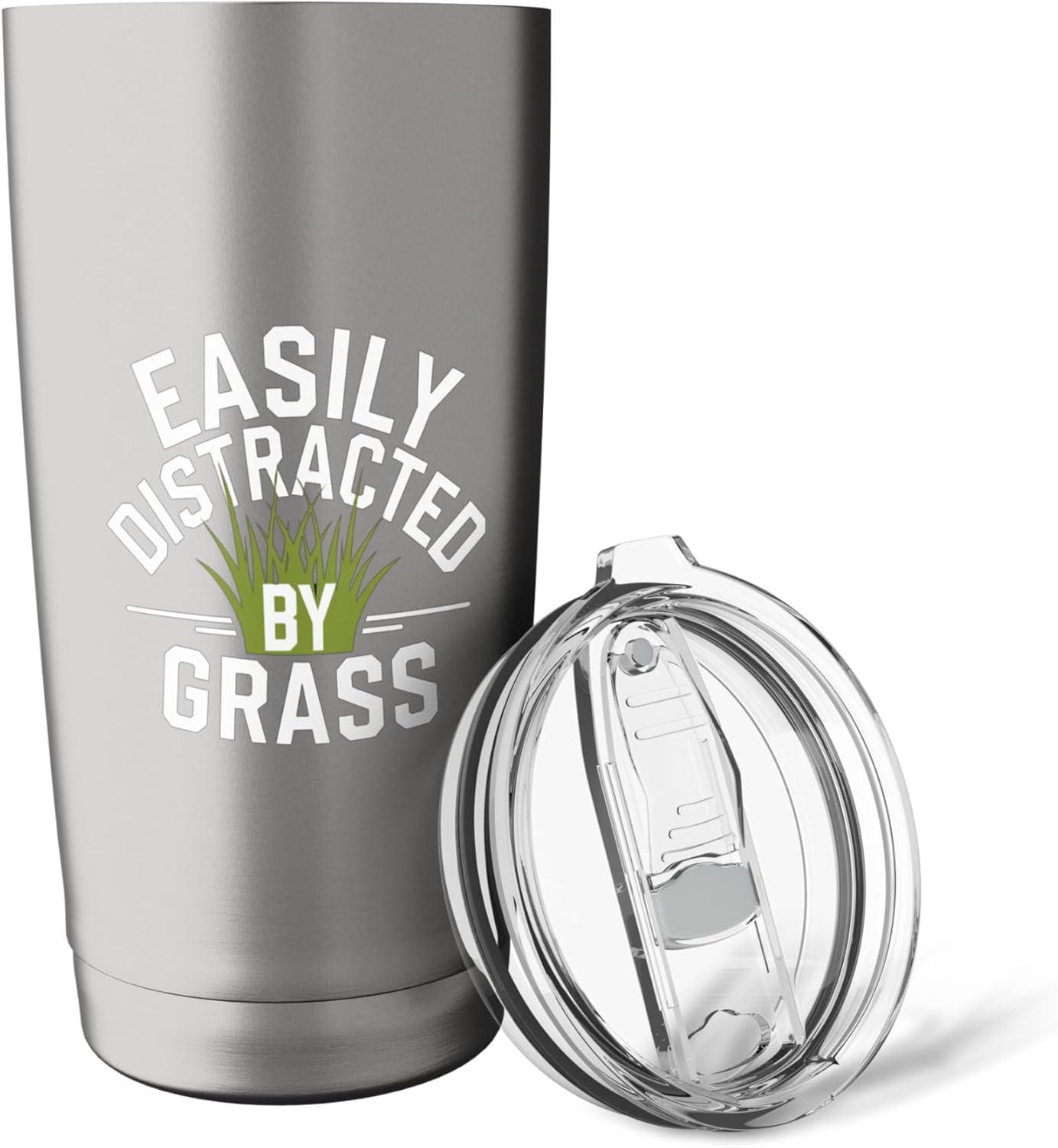 Funny Lawn Care Distracted By Grass Stainless Steel Insulated Tumbler