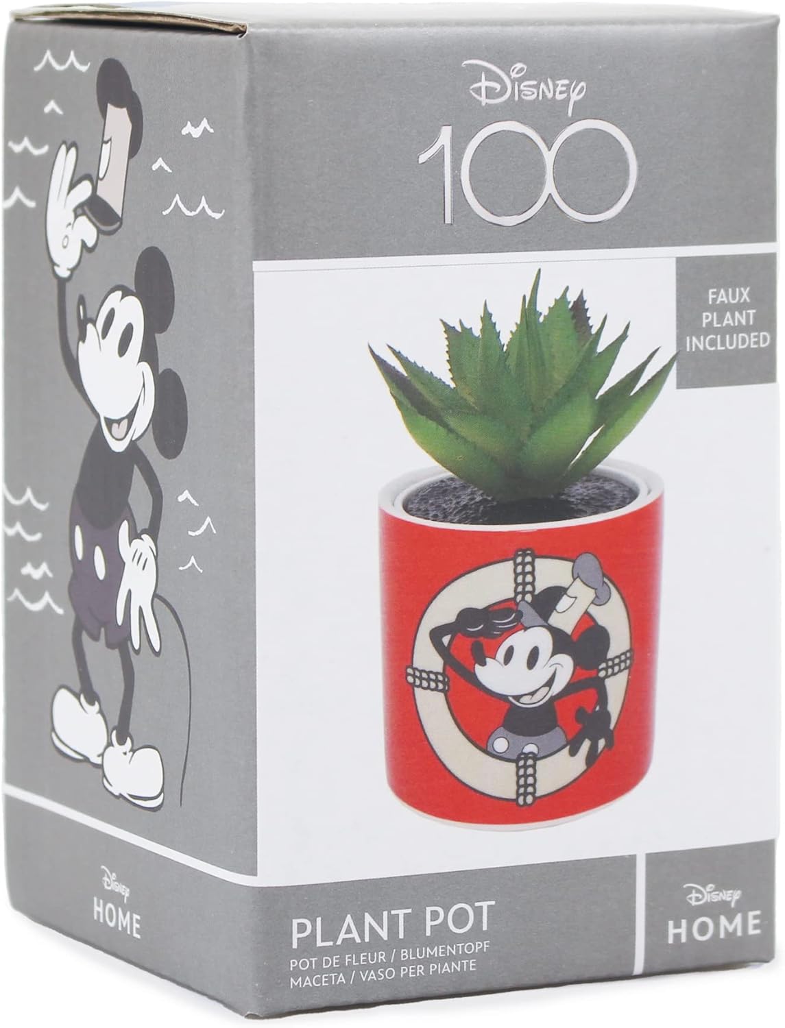 Disney Mickey Mouse Plant Pot with Faux Plant 11.7cm - Plant Pot Indoor Home - Mini Planter with Artificial Succulent Gifts - Mickey Mouse Ornaments