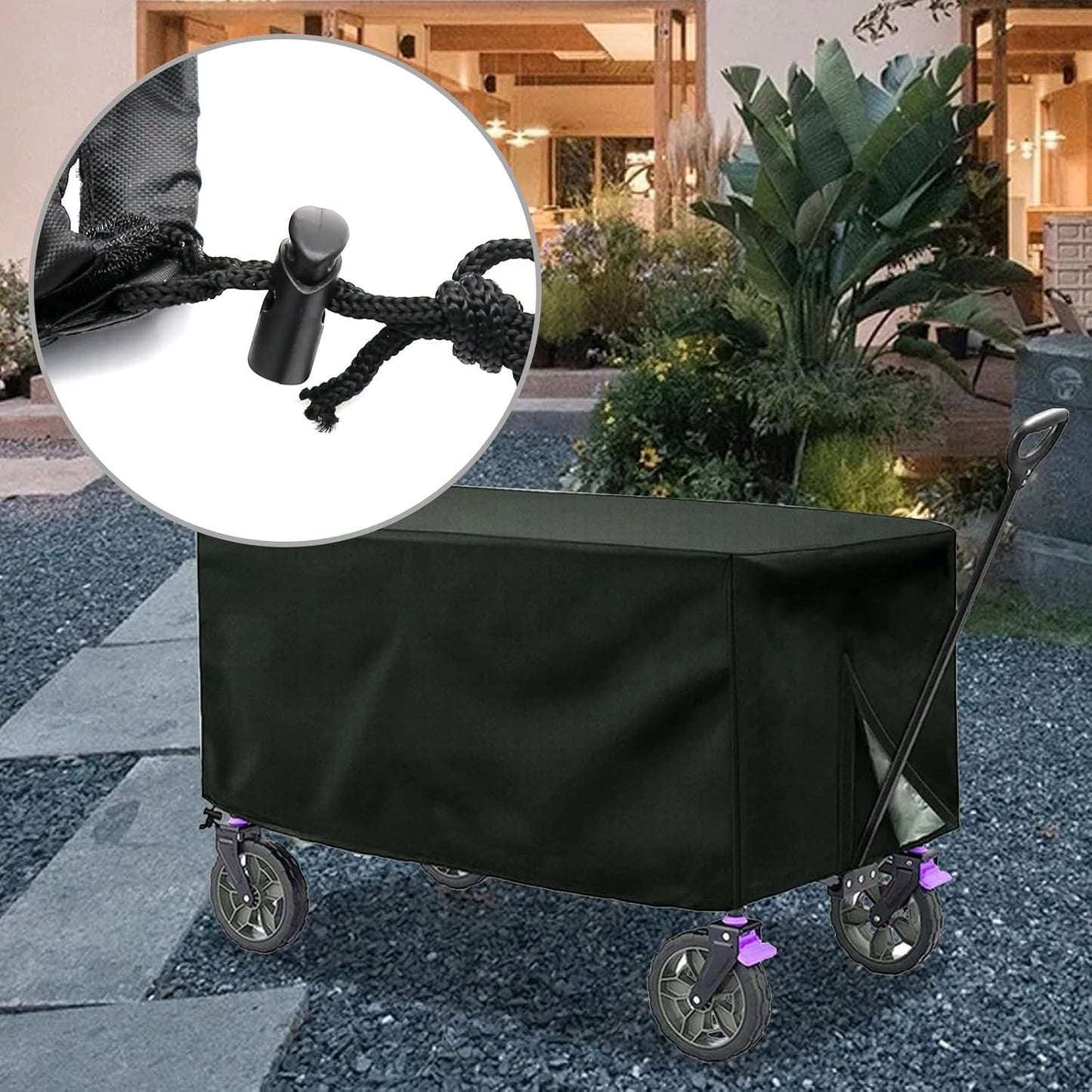 420D Oxford Cloth Waterproof Cover for Folding Garden Wagon Utility Wagon Cart (Black-54" x 22" x 24")