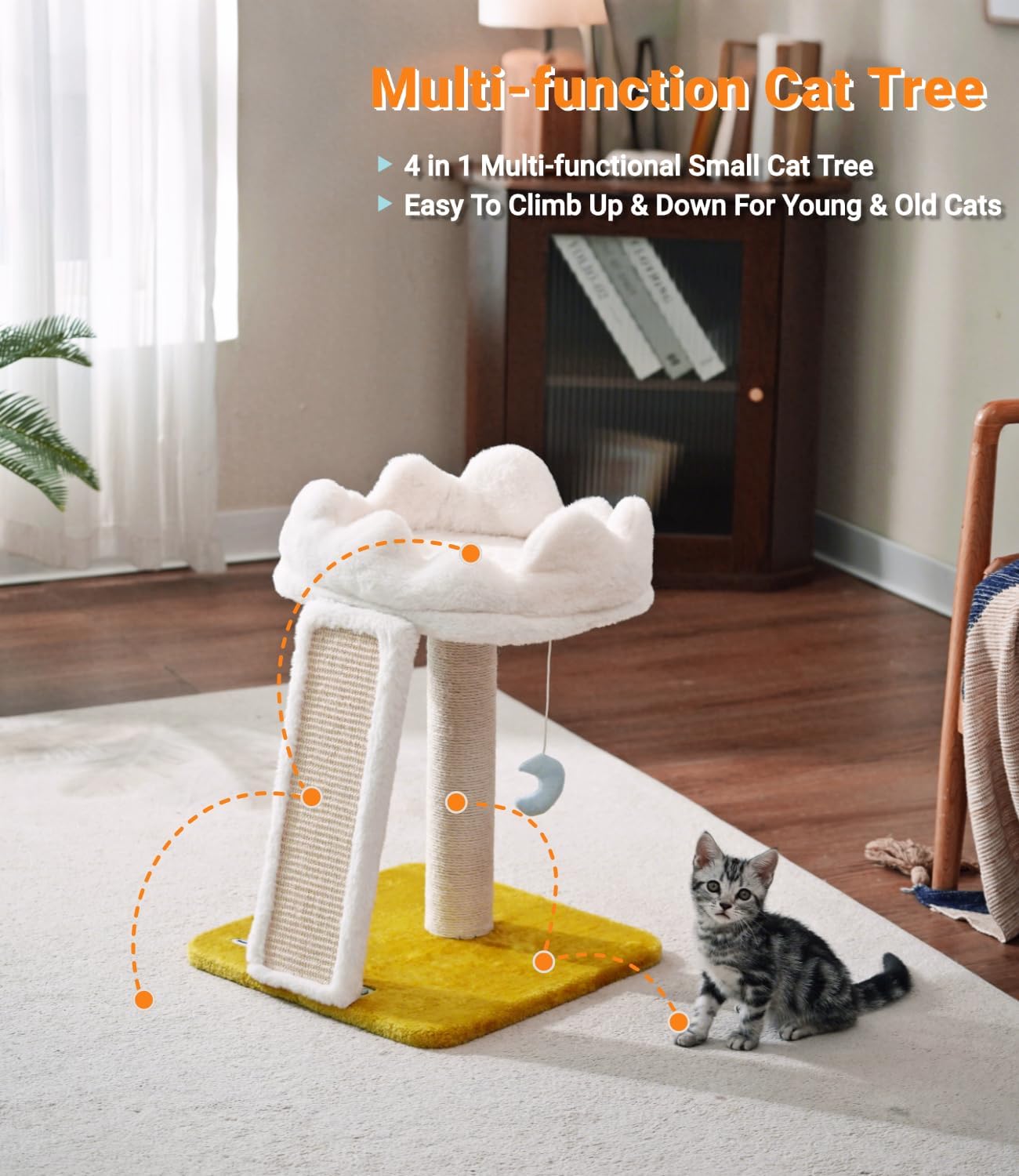 Happi N Pets New Cloud Cat Tree Tower, Cat Scratching Post with Bed, S