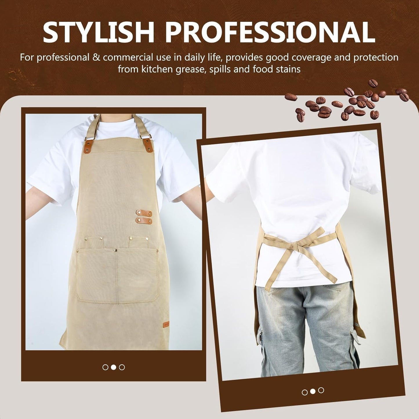 Chef Apron for Men Women with Pockets Adjustable Strap, Water Repellen