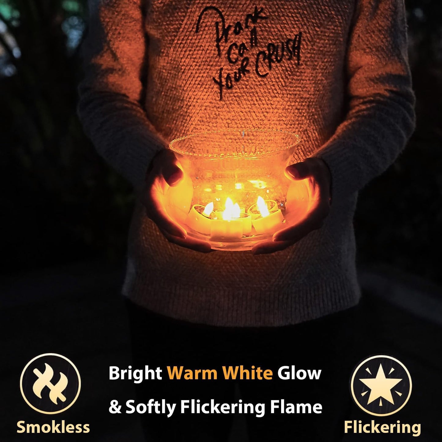 12Pack Solar Tea Lights Outdoor Waterproof, Small Solar Lights with Rechargeable Dusk to Dawn Sensor, Flameless Flickering LED Votive Candles for Lantern Window DIY Patio Chandelier Decor(Warm White)