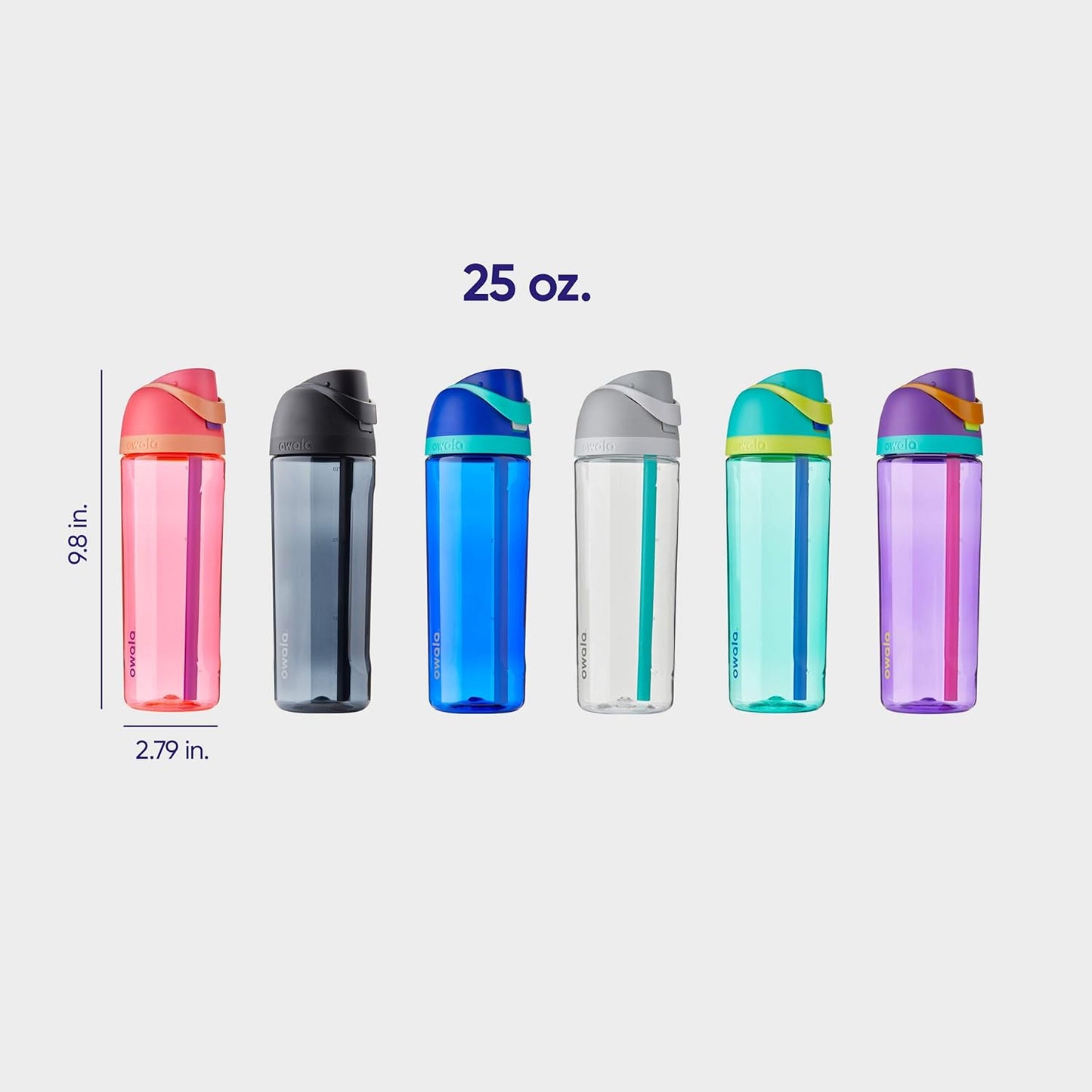 Owala FreeSip Clear Tritan Plastic Water Bottle with Straw, BPA-Free S