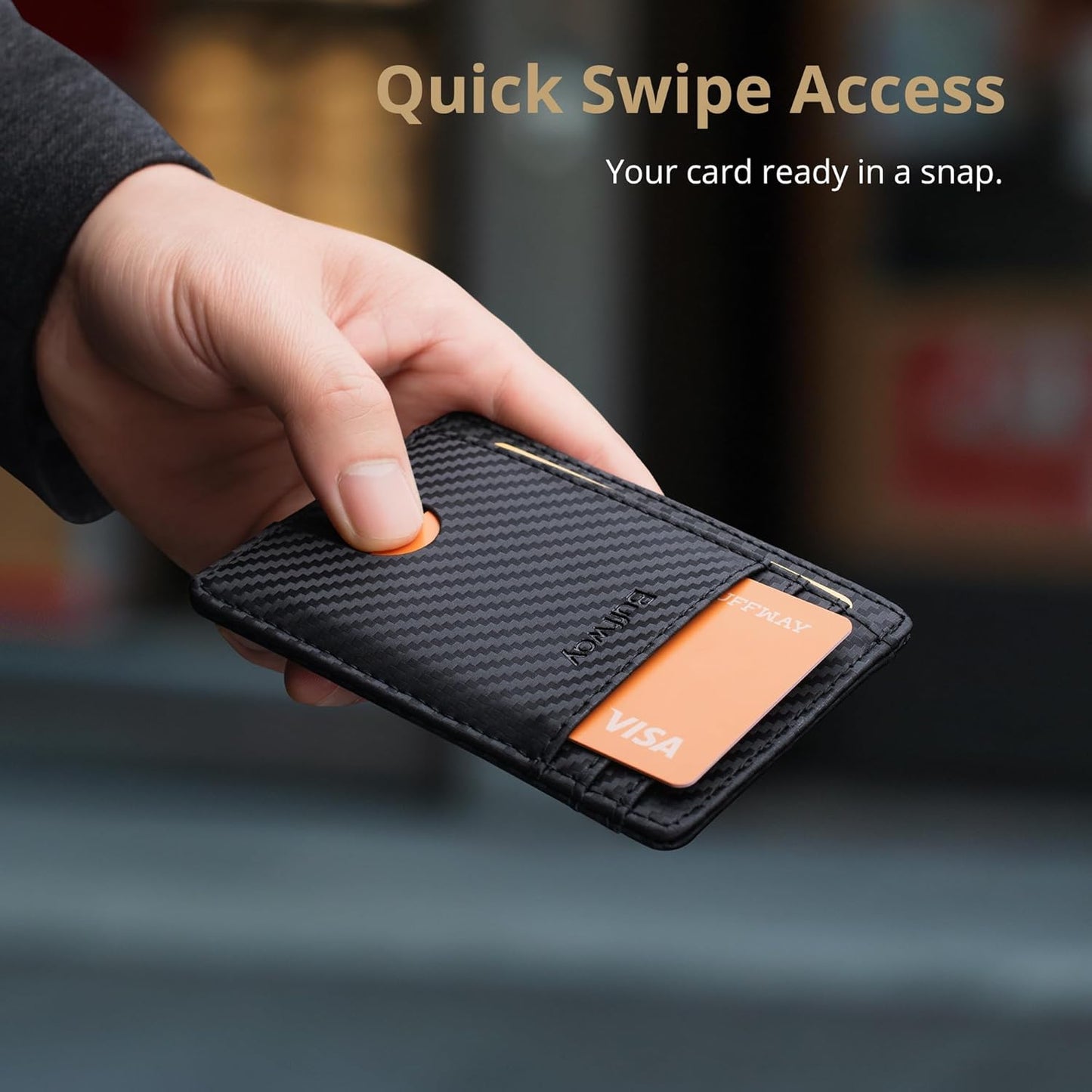 Buffway Slim Minimalist Front Pocket RFID Blocking Leather Wallets for
