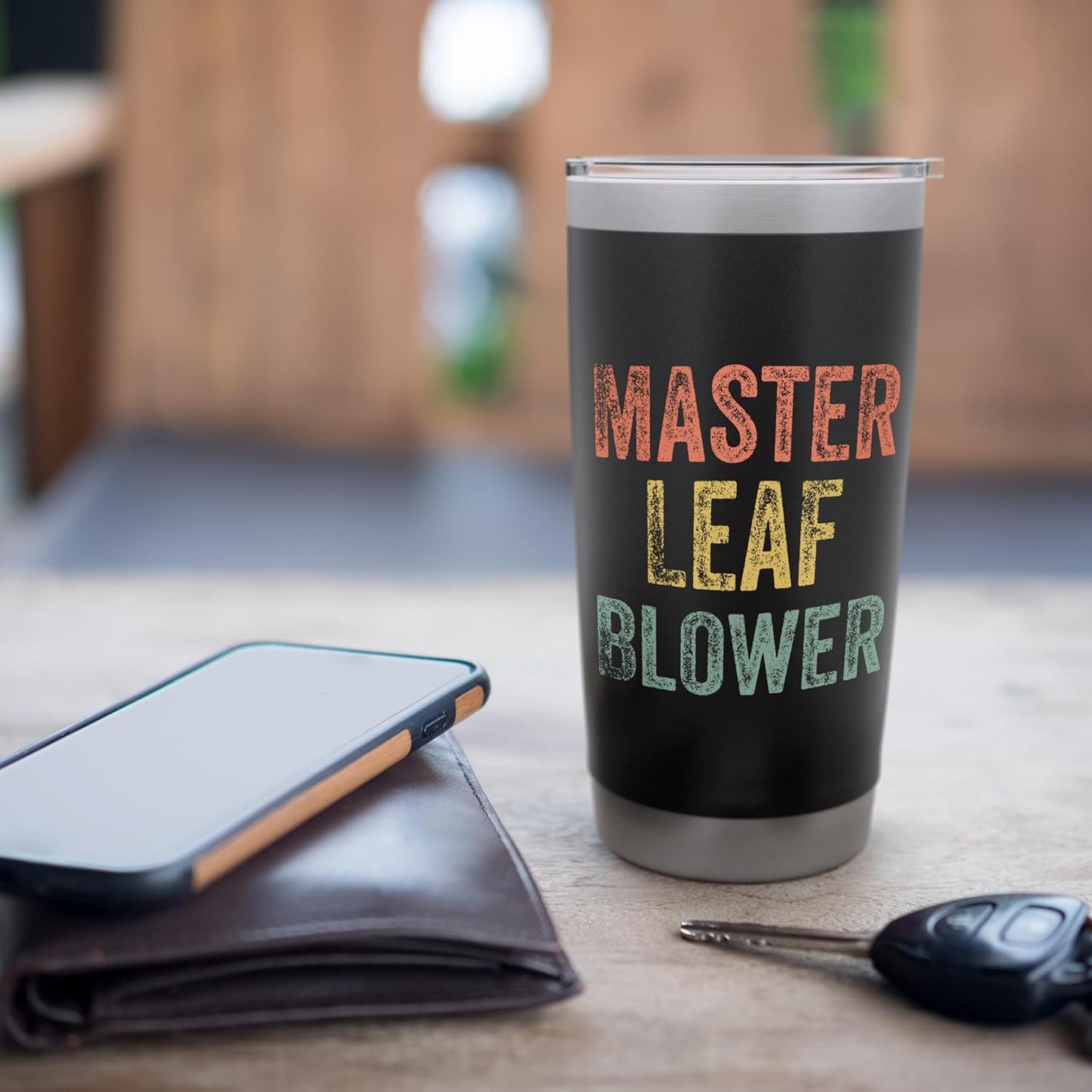 Leaf Blower Tshirt Funny Landscaping Lawn Care Worker Men Stainless Steel Insulated Tumbler