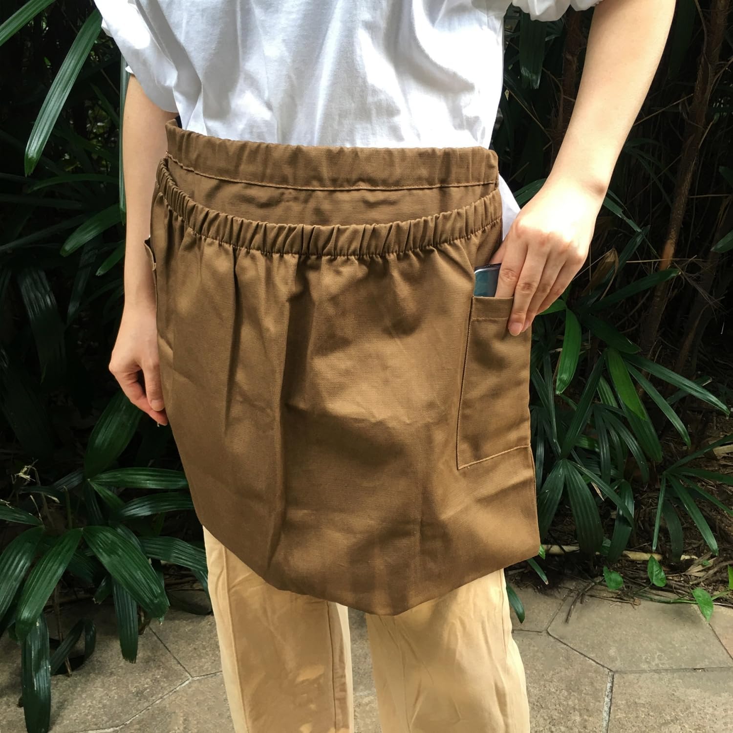 Gardening Apron Harvest Apron with Pockets, Brown Garden Apron, Adjust