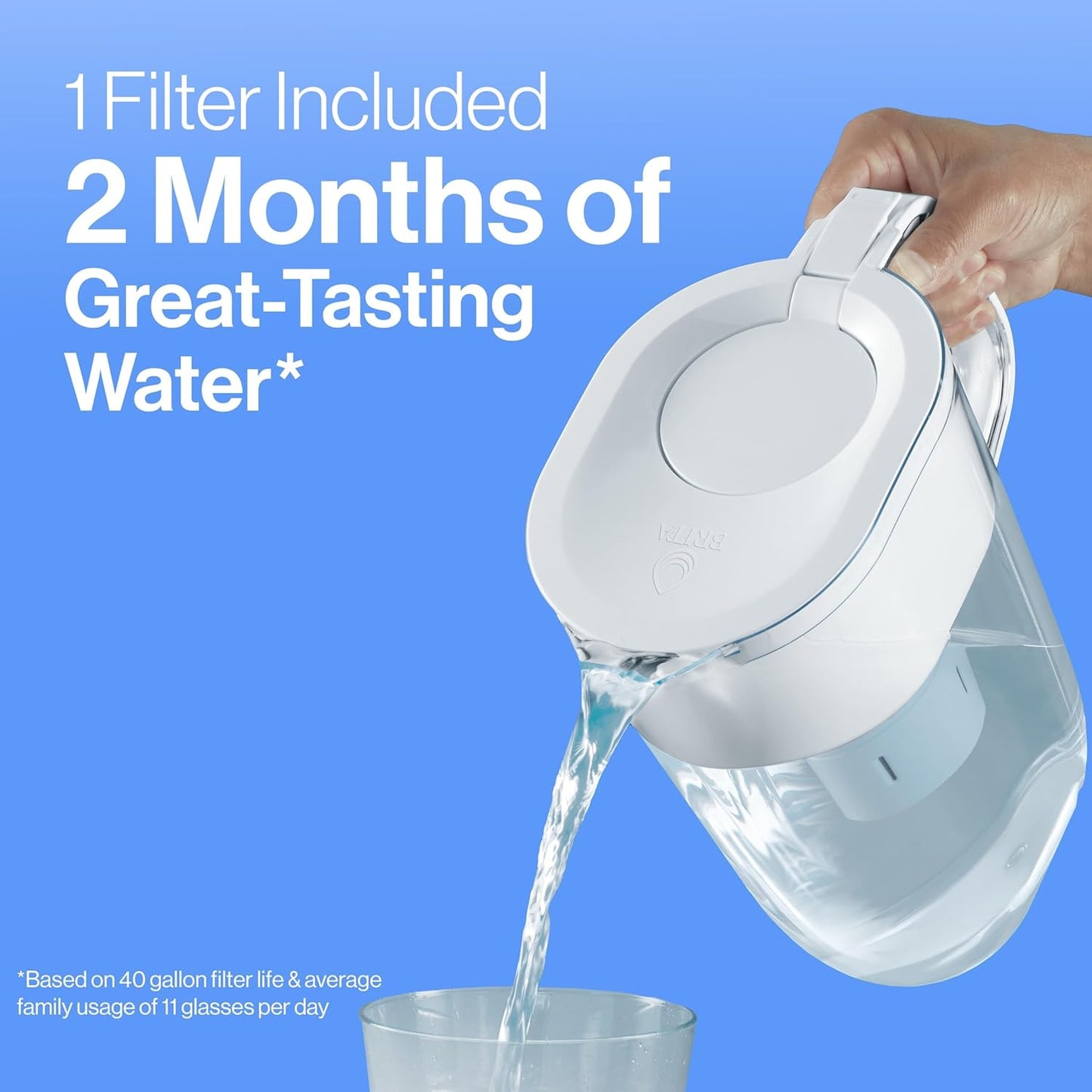 Brita Metro Water Filter Pitcher with SmartLight Change Indicator, BPA