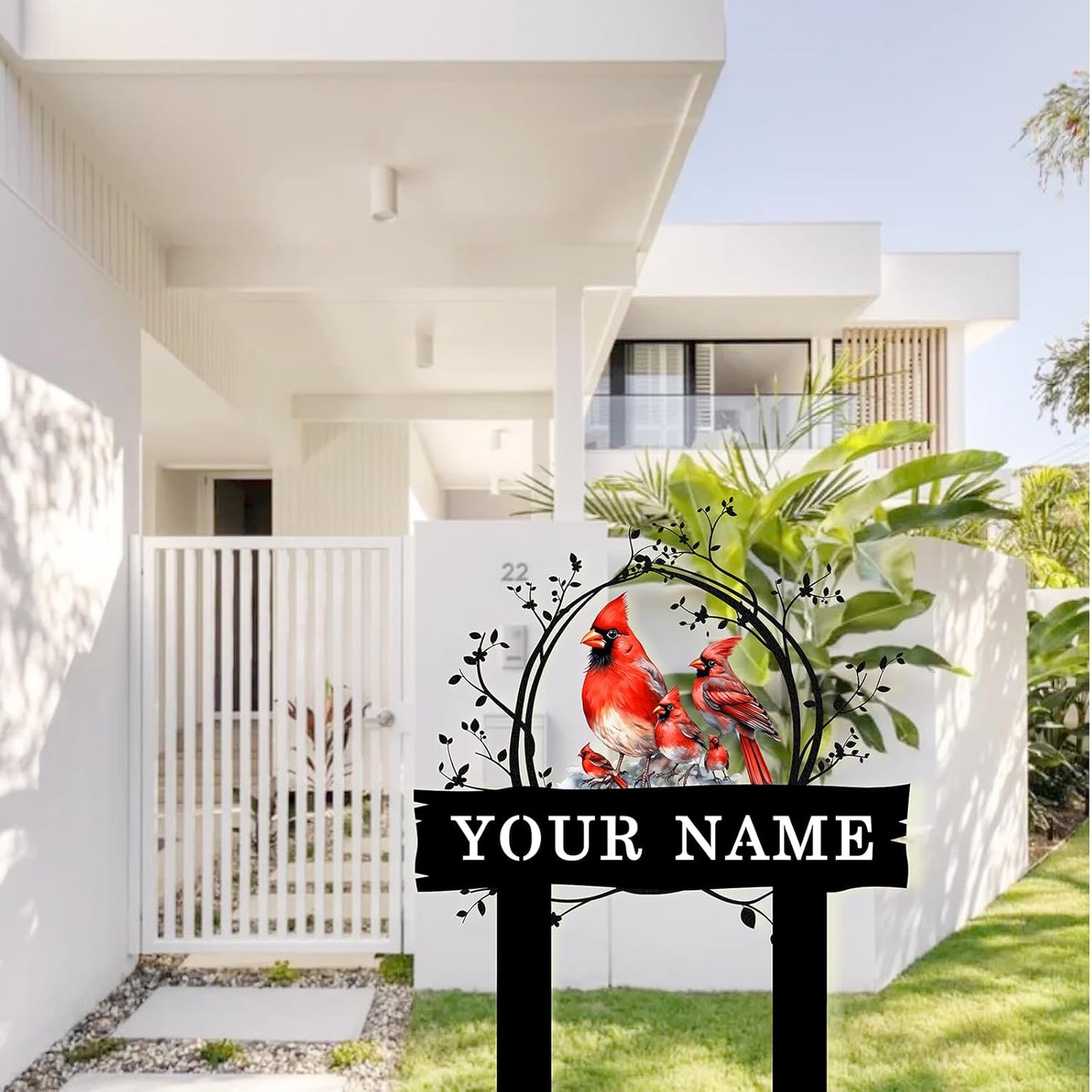 Custom Garden Metal Sign with Stakes, Personalized Cardinal Signs for 