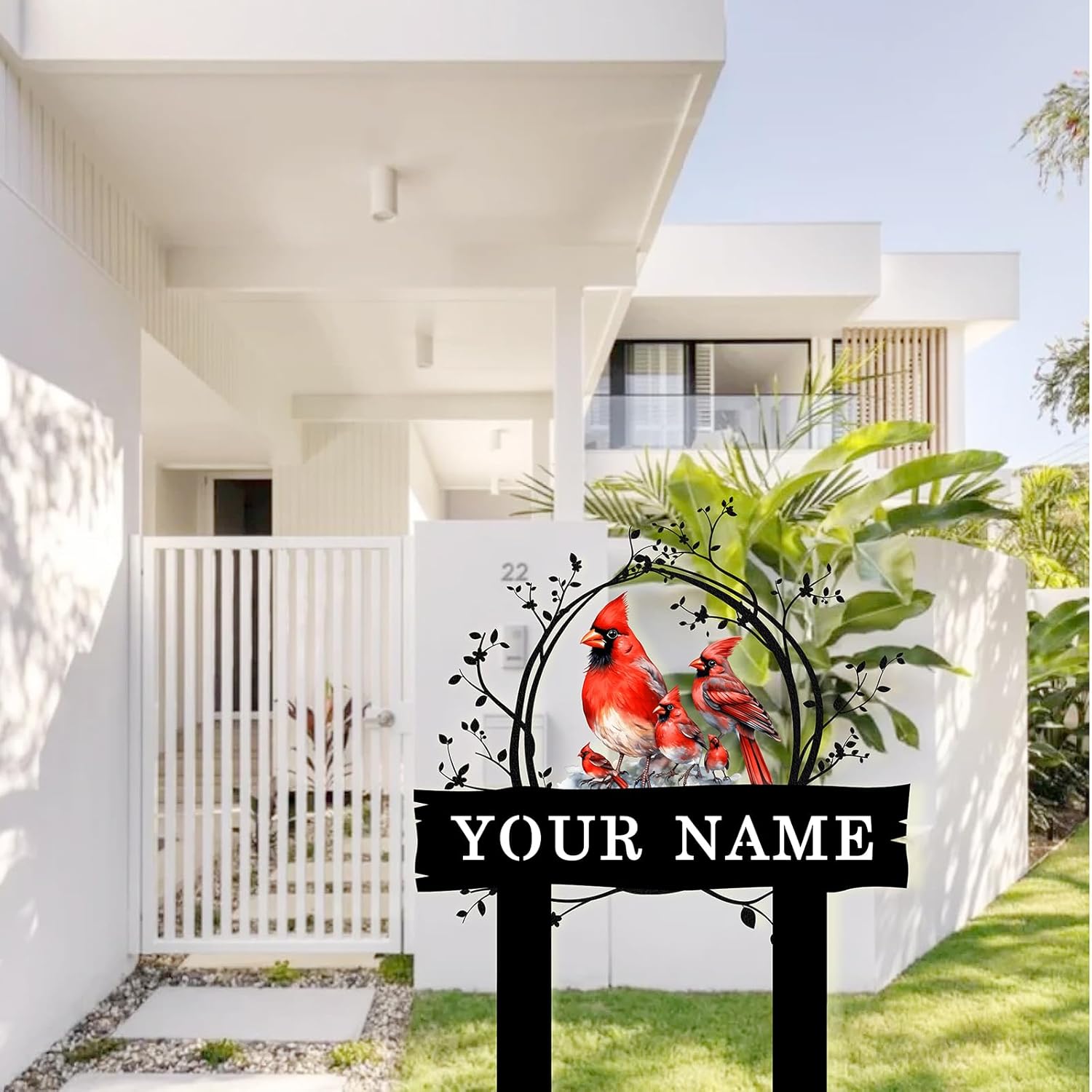 Custom Garden Metal Sign with Stakes, Personalized Cardinal Signs for 