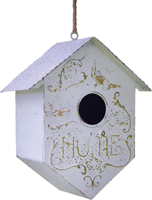 CTW Home Collection Shabby Chic Metal Birdhouse, 10-inch Height, Metal