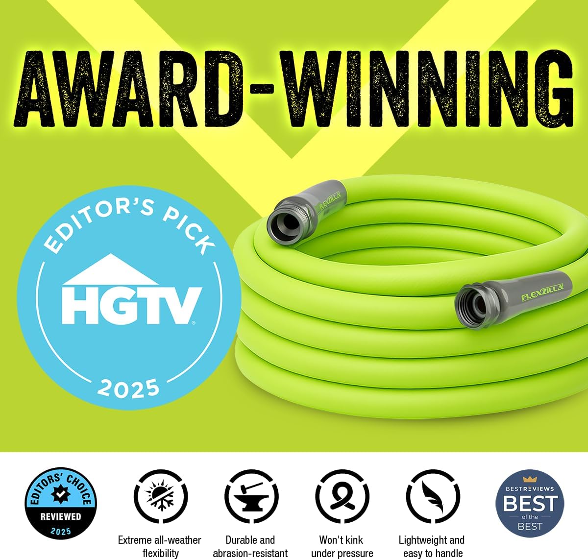 Flexzilla Garden Hose 5/8 in. x 100 ft., Lightweight All-Weather Water