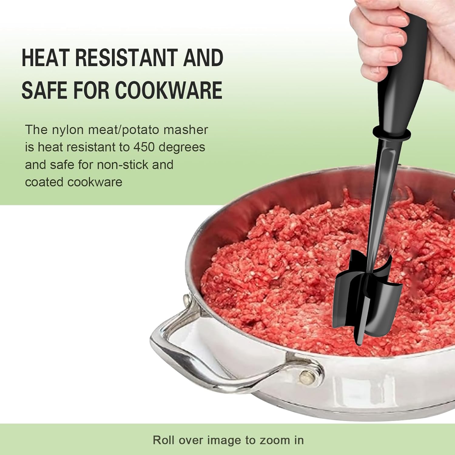 Meat Chopper, 5 Curve Blades Ground Beef Smasher, Heat Resistant Hambu