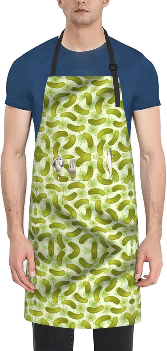 Sushi Dill Pickles print Waterproof apron with pocket adjustable cooking apron for adult kitchen bibs to bake