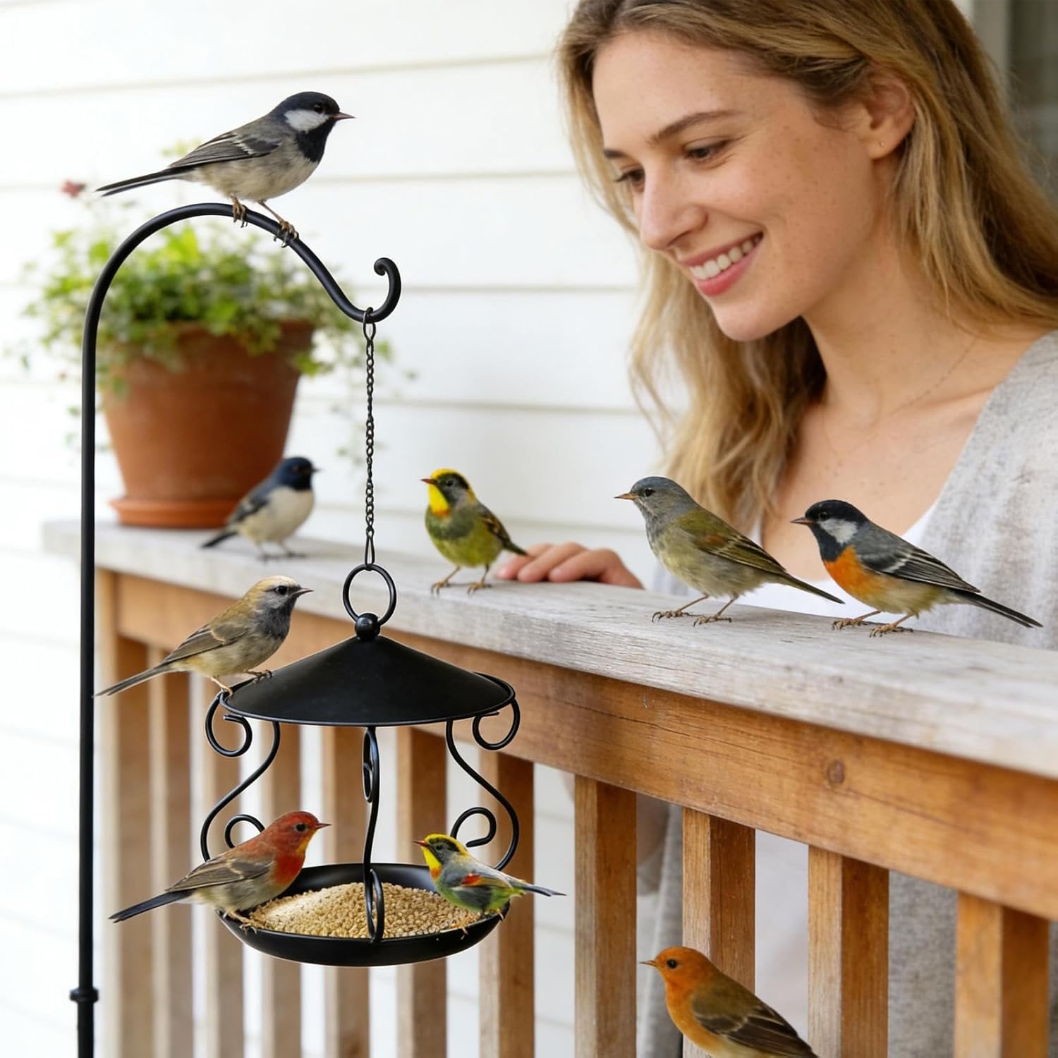 Bird Feeders for Outside - Rainproof Metal Feeding Container | Hangabl