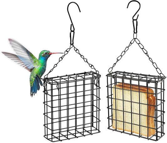 Two of Durable Outdoor Garden Yard Patio Suet Bird Parrot Easy Open Reusable Feeders Squirrel Proof for Outside Wild Bird Parrot Woodpecker Hummingbird Hanging Fruit Capacity Suet Cake Food