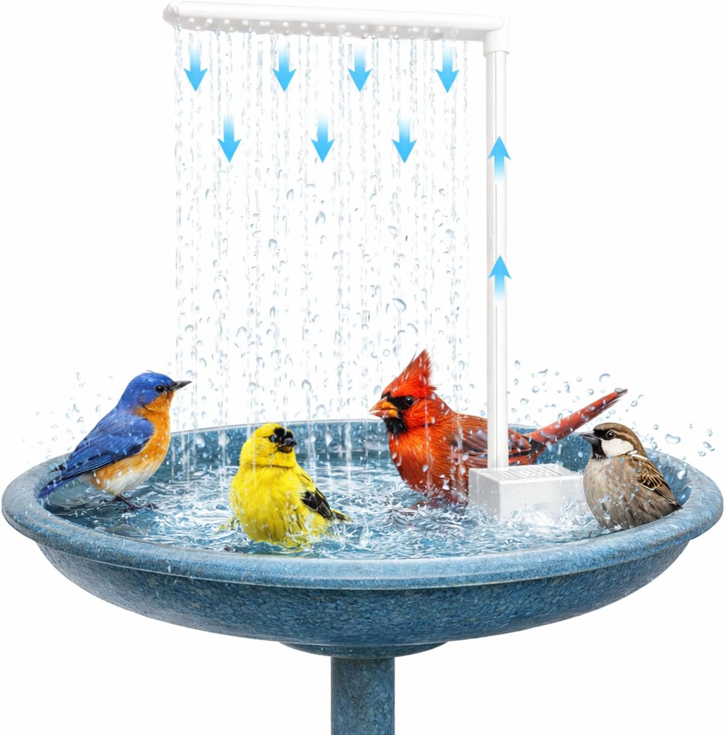 Bird Baths Shower Fauce with Bird Bath Towel, Bird Bath Fountain Pump, Fountain Pump with Shower, Electric Bird Bath for Outside, Outdoor Garden Decoration
