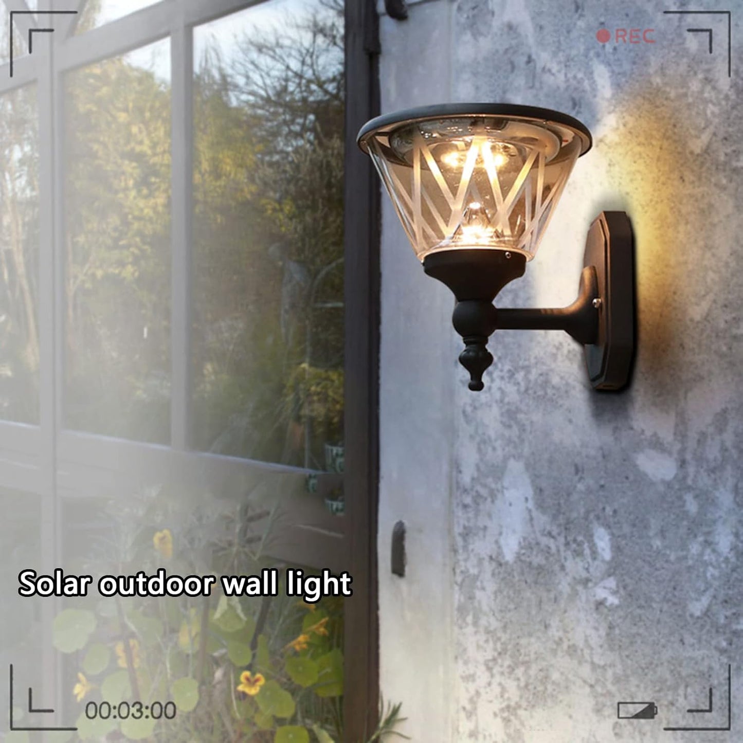 Lamp Solar Wall Lights Outdoor 2 Pack Waterproof Black Finish Anti-Rust Wall Mount Light Solar LED Light Decorative Lamps for Deck Step Fence Post Pathway and Garden Lighting E(B)