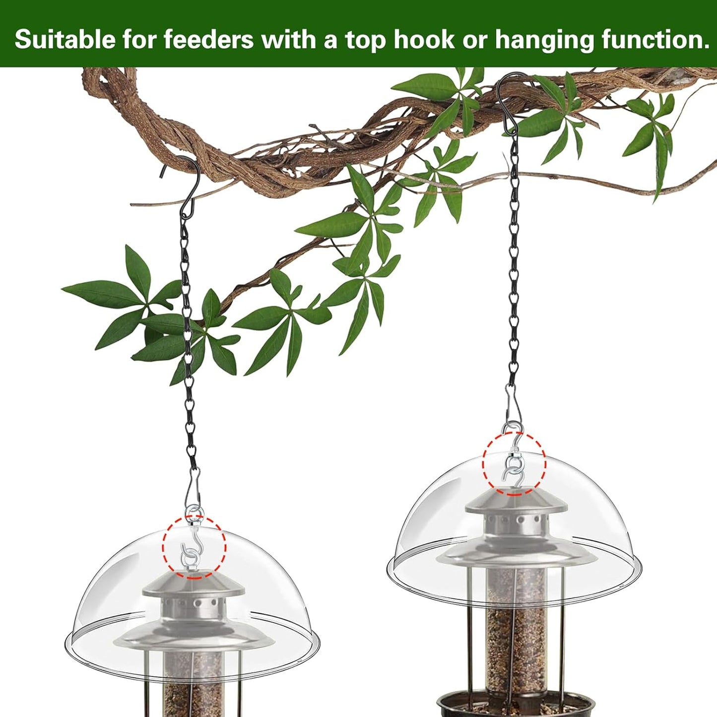 2 Set 11.8'' Bird Feeder Rain Guard, Clear Acrylic Round Squirrel Baffle Dome Hanging Hummingbird Feeder Protective Cover Weather & Predator Shield for Outdoor Garden Yard Use