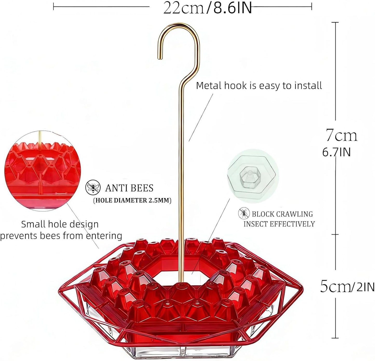 Hummingbird Feeder with Ant-Proof Moat Hummingbird Feeder, Easy to Cle