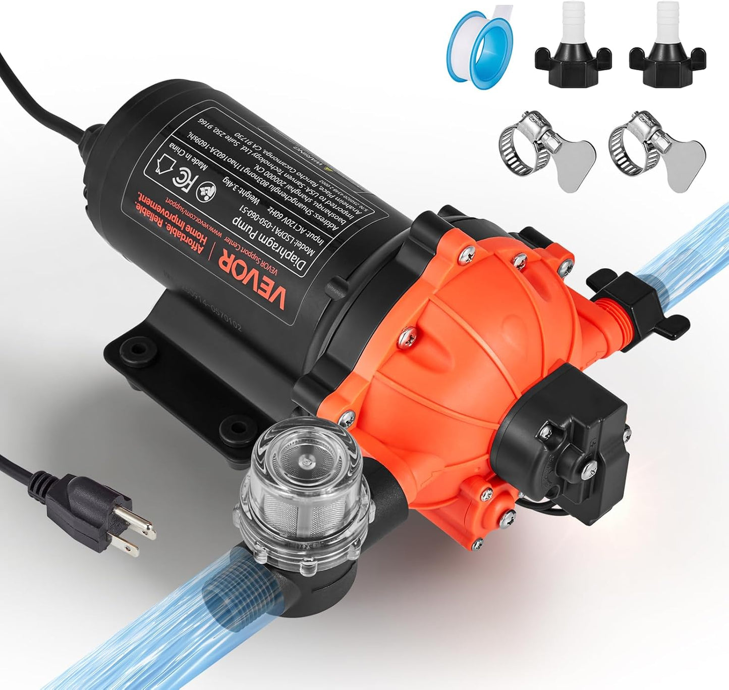 VEVOR Water Pressure Pump, 110V AC 5 GPM, 5-Chamber On Demand Electric