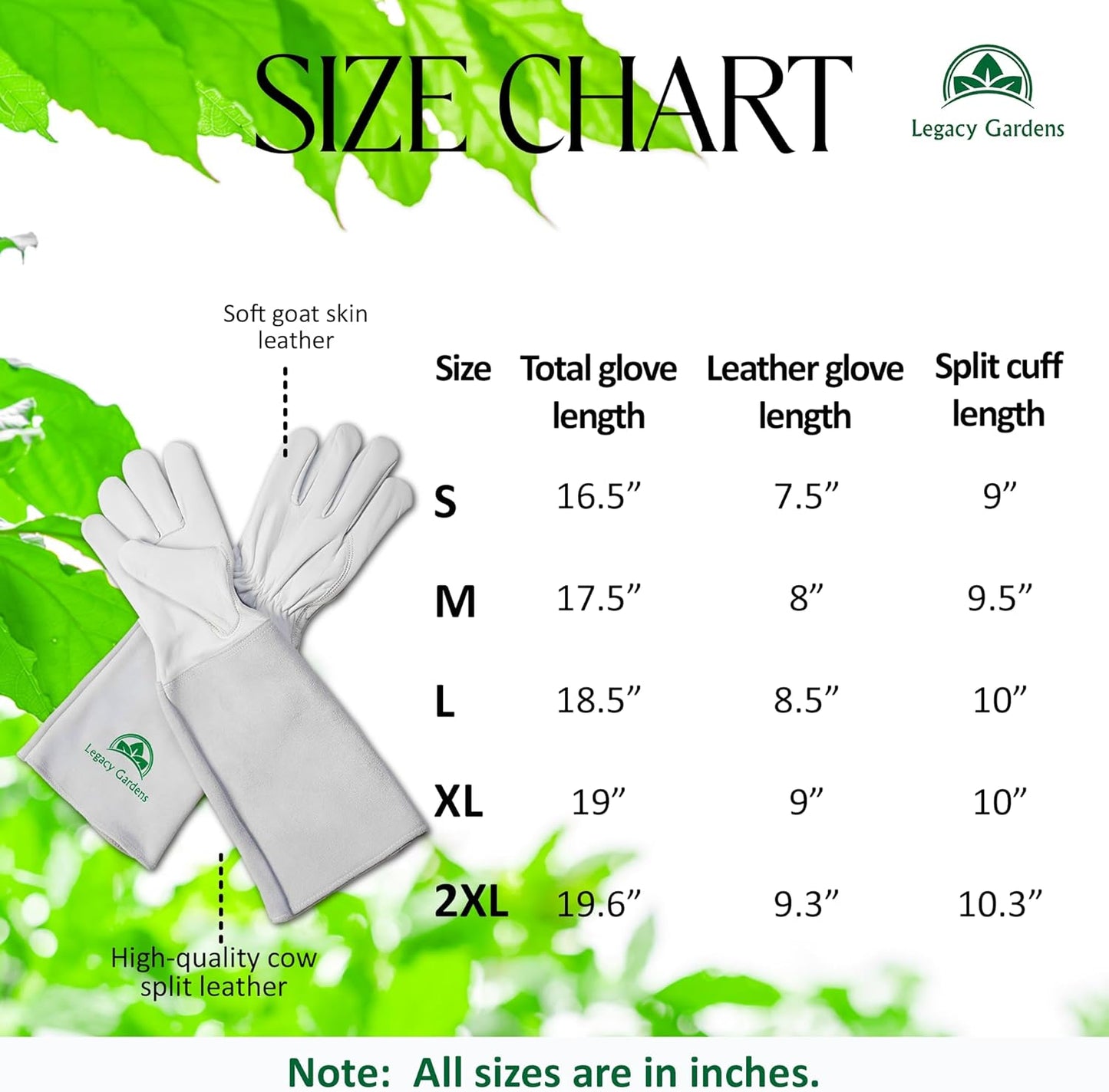 Leather Gardening Gloves for Women & Men, Long Garden Gloves, Cowhide Gauntlet Rose Pruning Thorn Resistant, Forearm Protection, Medium, Natural