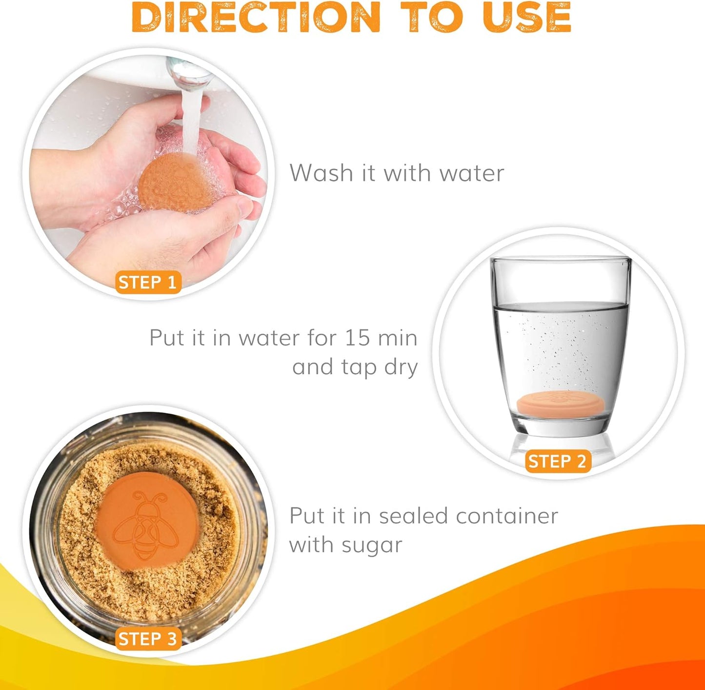 Terracotta Brown Sugar Saver- Brown Sugar Keeper Disc to Maintain Food Moisture in Storage Container - Terra Cotta Bear Softener Alternative (1)