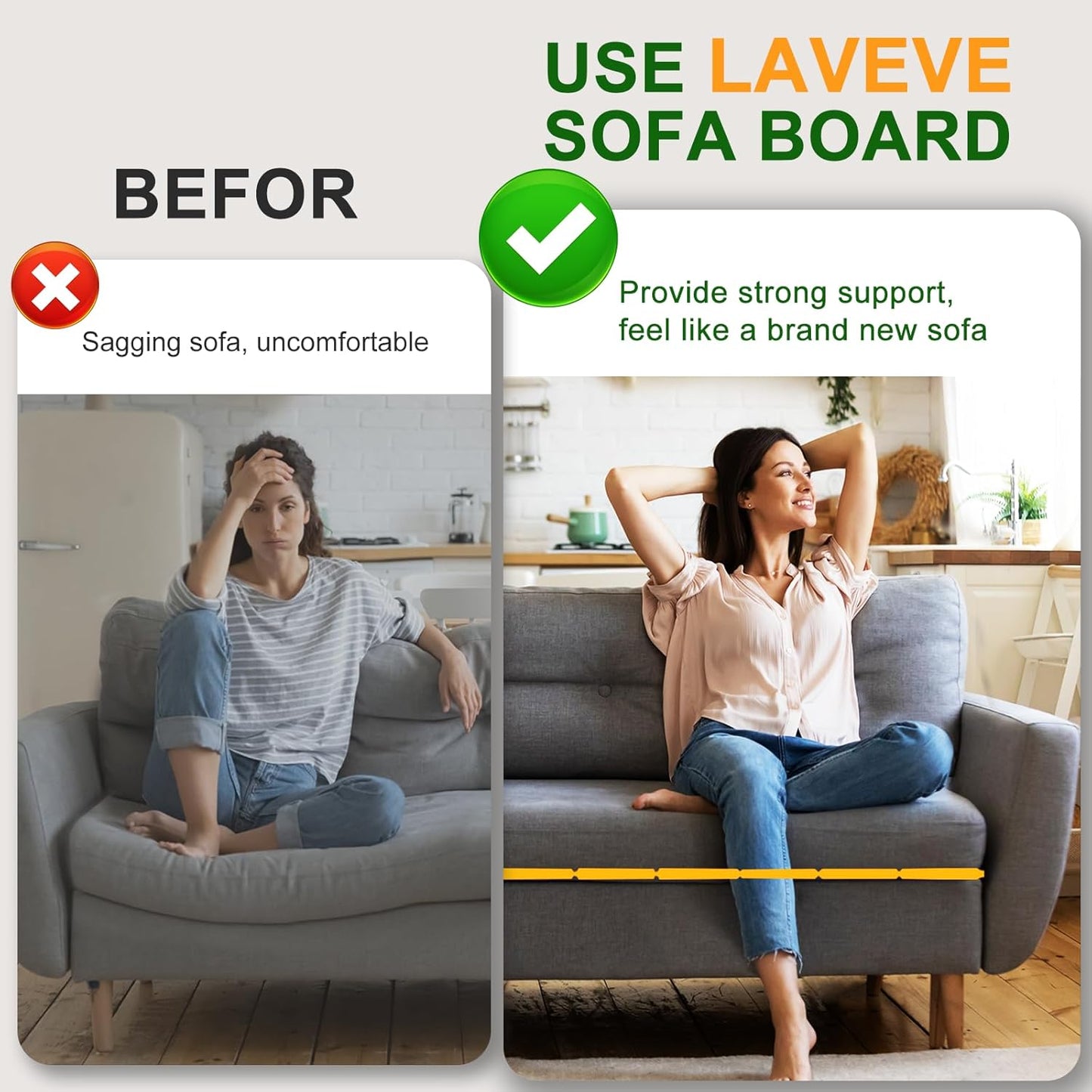 Heavy Duty Couch Cushion Support Board for Sagging Sofa, 21.5''x70'' E