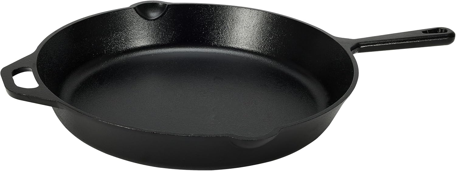 Amazon Basics Pre-Seasoned Cast Iron Skillet, Oven Safe, Even Heating,