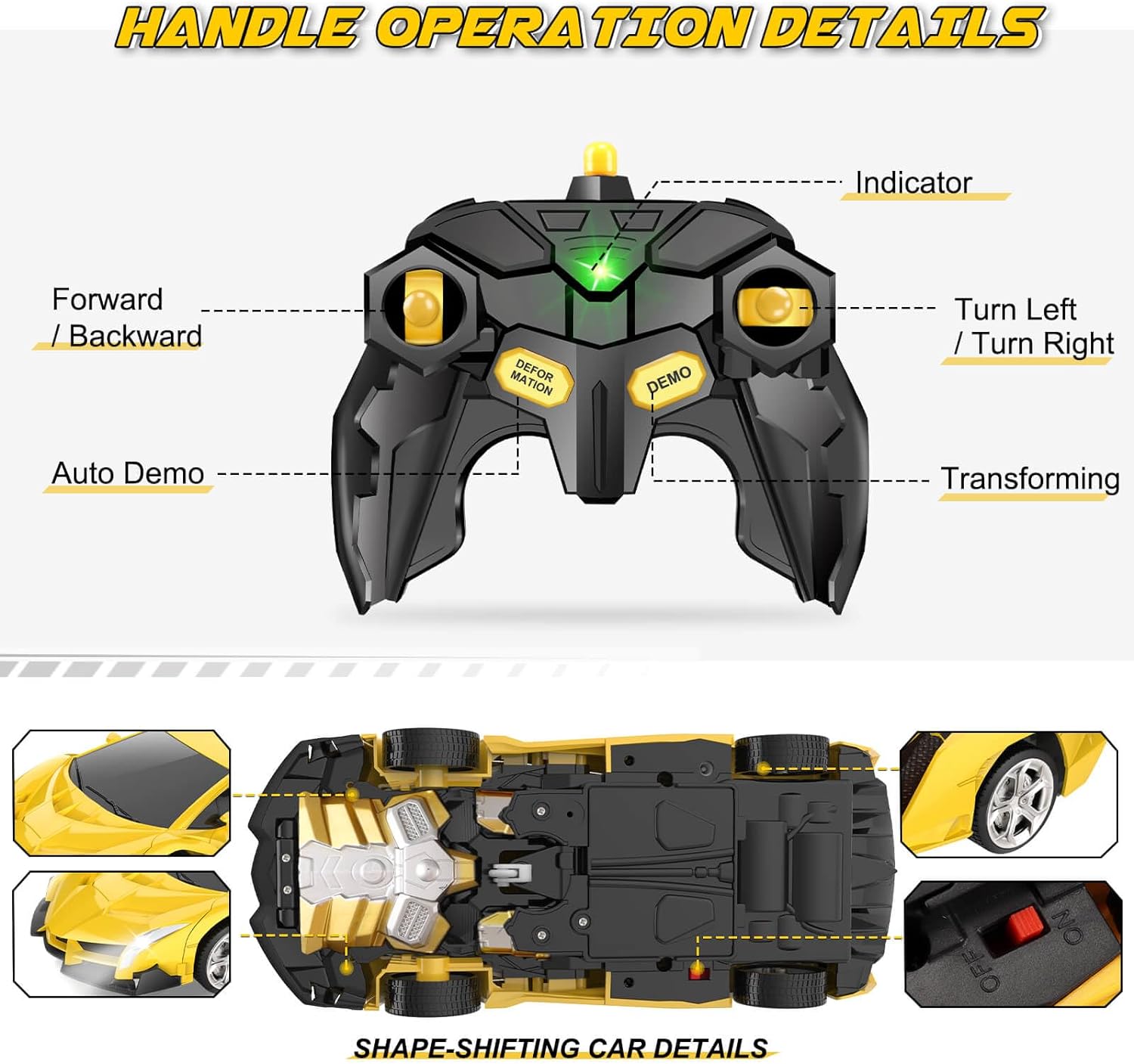Transform Remote Control Car Toy for Kids 4 5 6 7 8, Remote Control Ca