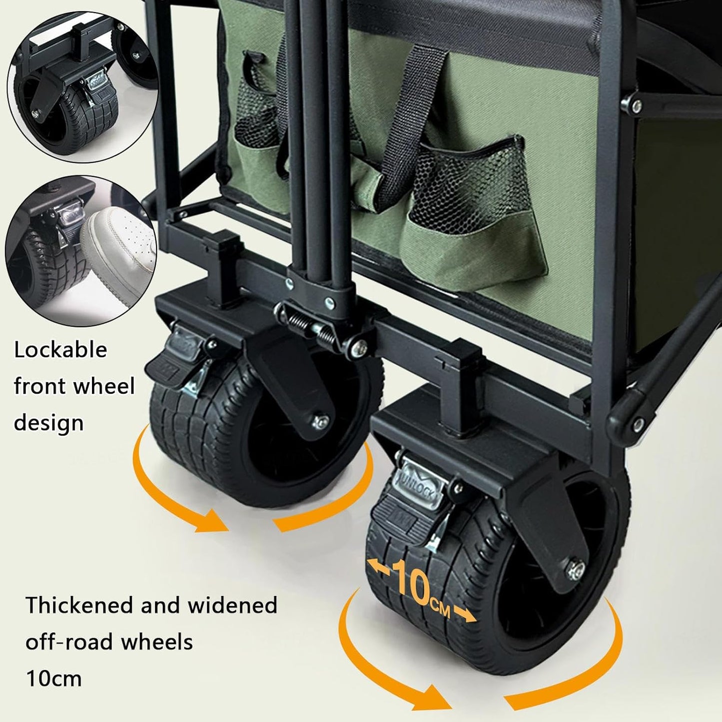 Folding Festival Cart on Wheels, Heavy-Duty 250kg Capacity, Expandable