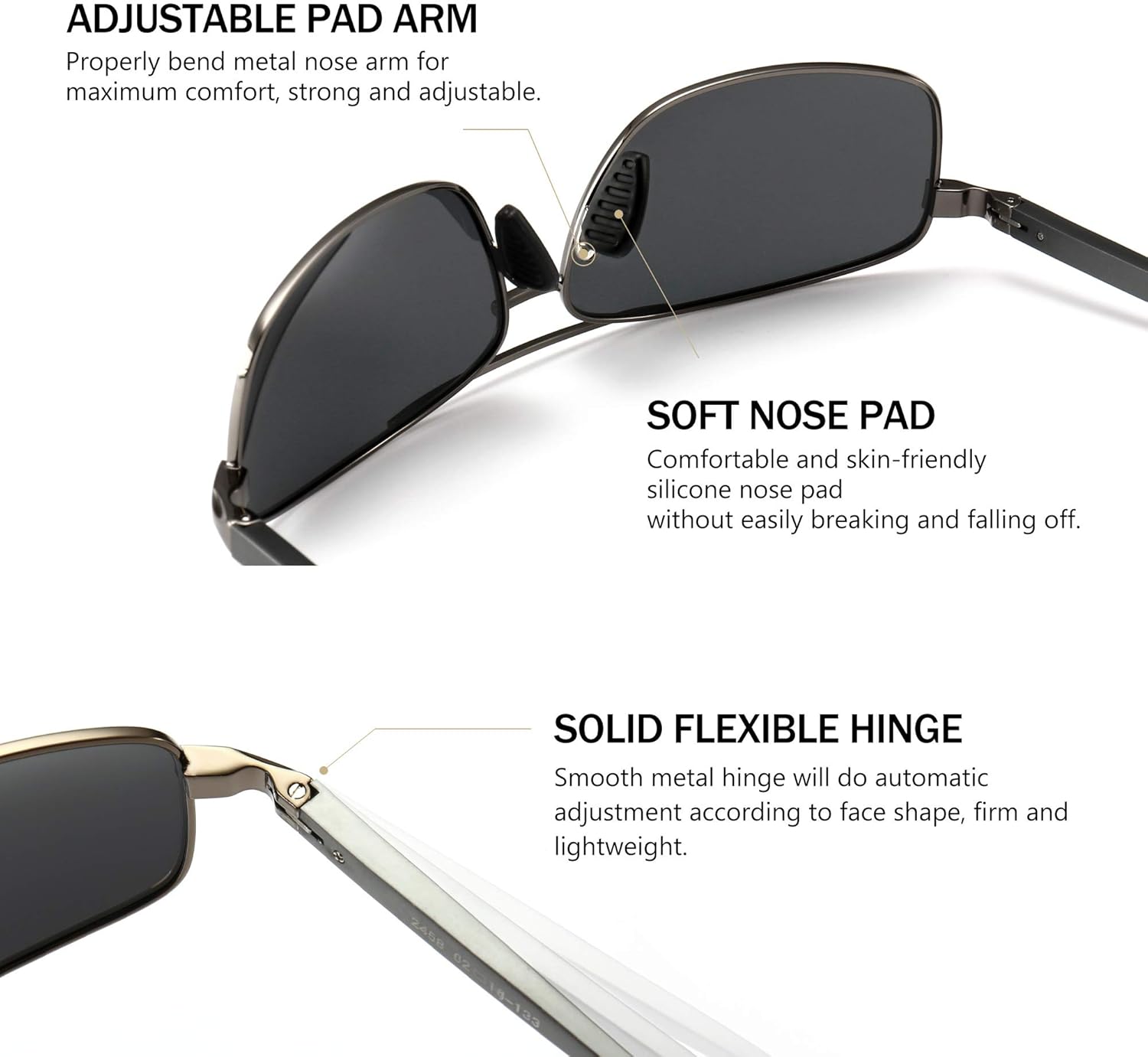 SUNGAIT Ultra Lightweight Rectangular Polarized Sunglasses Men UV400 P