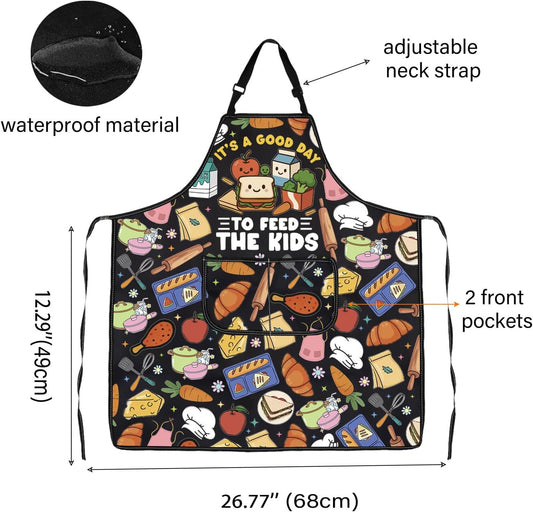 WCGXKO It’s A Good Day to Feed the Kid Kitchen Apron Lunch Lady Squad Appreciation Gift Funny Lunchtime Lunch Routine Gift
