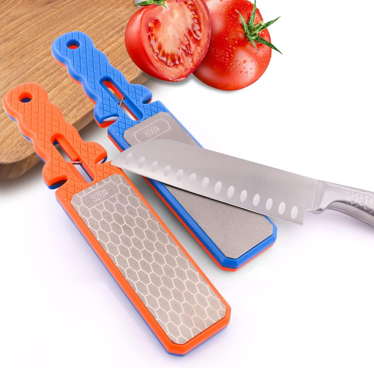 Diamond Sharpening Stone，Double-Side Diamond Knife Sharpening Stone #320/800 for Kitchen Knives Scissors Garden Tools