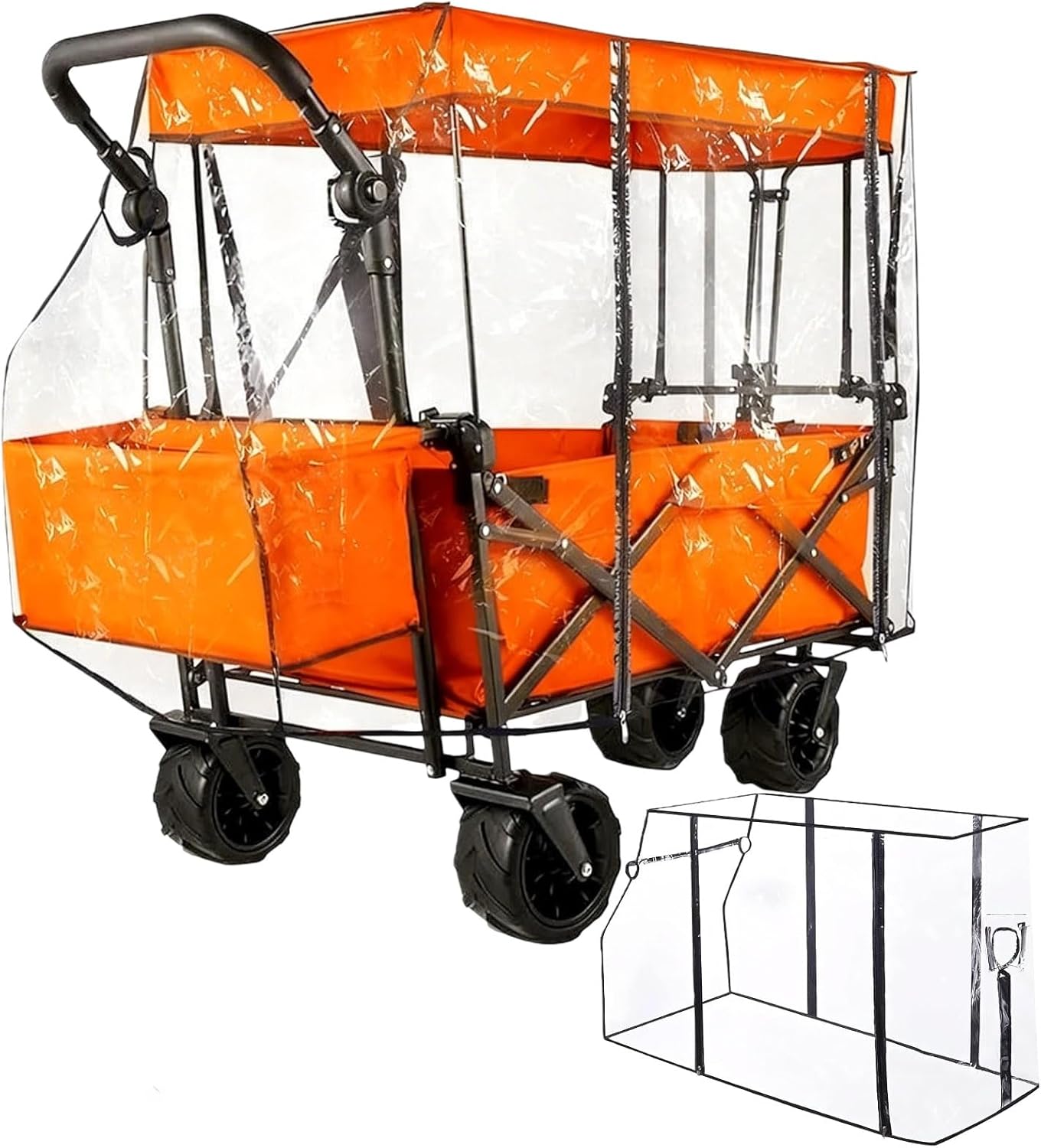 Waterproof Collapsible Wagon Rain Cover, Attachment Sandproof Windproof UV-Resistan Carts Removable Protective, Suit for Camping Picnic Garden Use