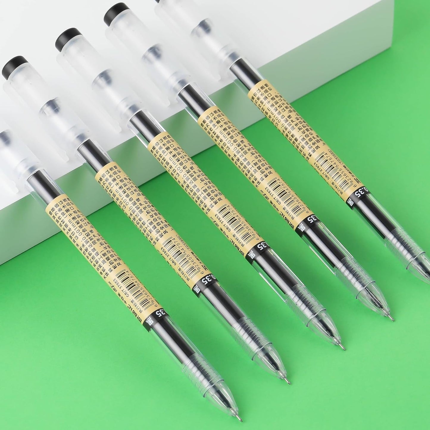 RIANCY Japanese Style Black Gel Ink Pens, 0.35mm Extra Fine Point, No 