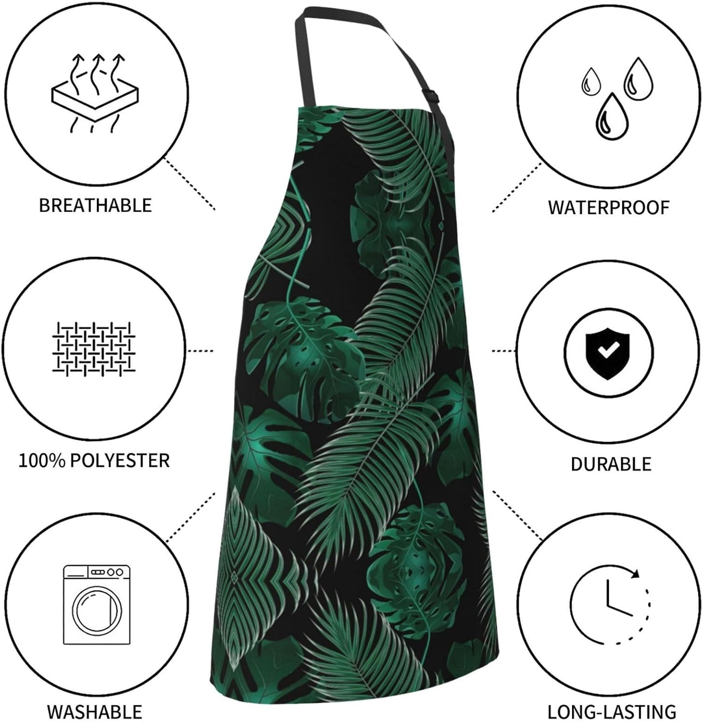 Banana Leaf Green Print 28x33 In Adult Kitchen Apron with Pockets Vers