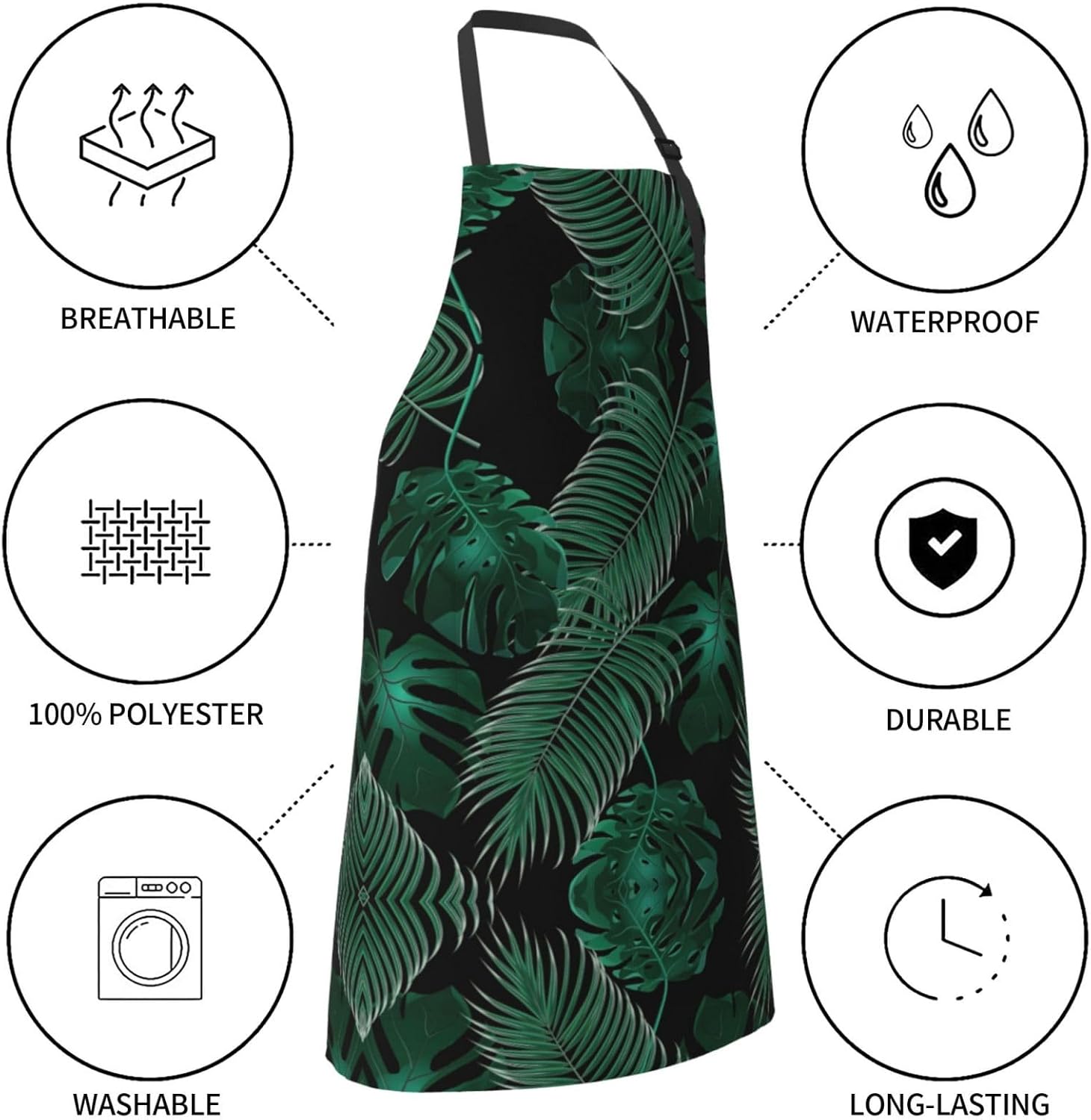 Banana Leaf Green Print 28x33 In Adult Kitchen Apron with Pockets Vers