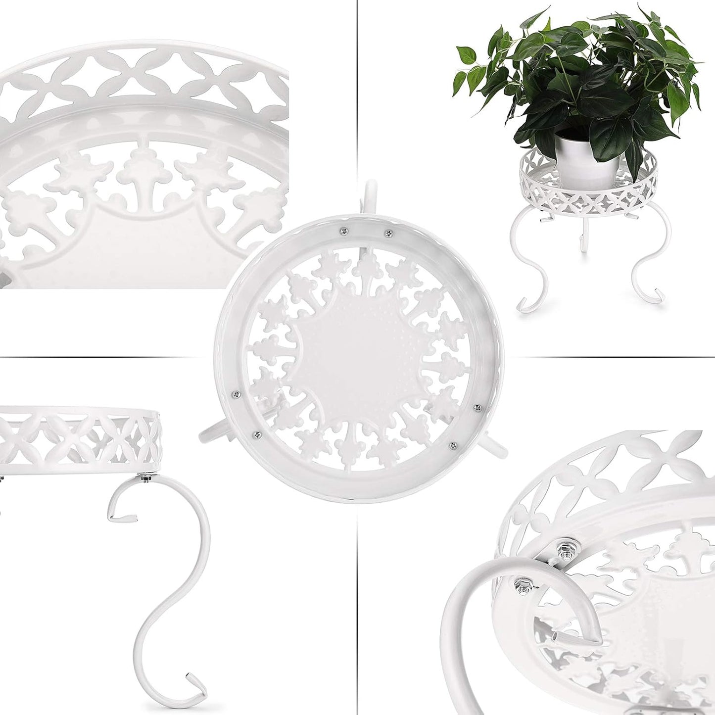 OwnMy Metal Round Plant Stand Rustproof Iron Flower Pot Holder, Indoor