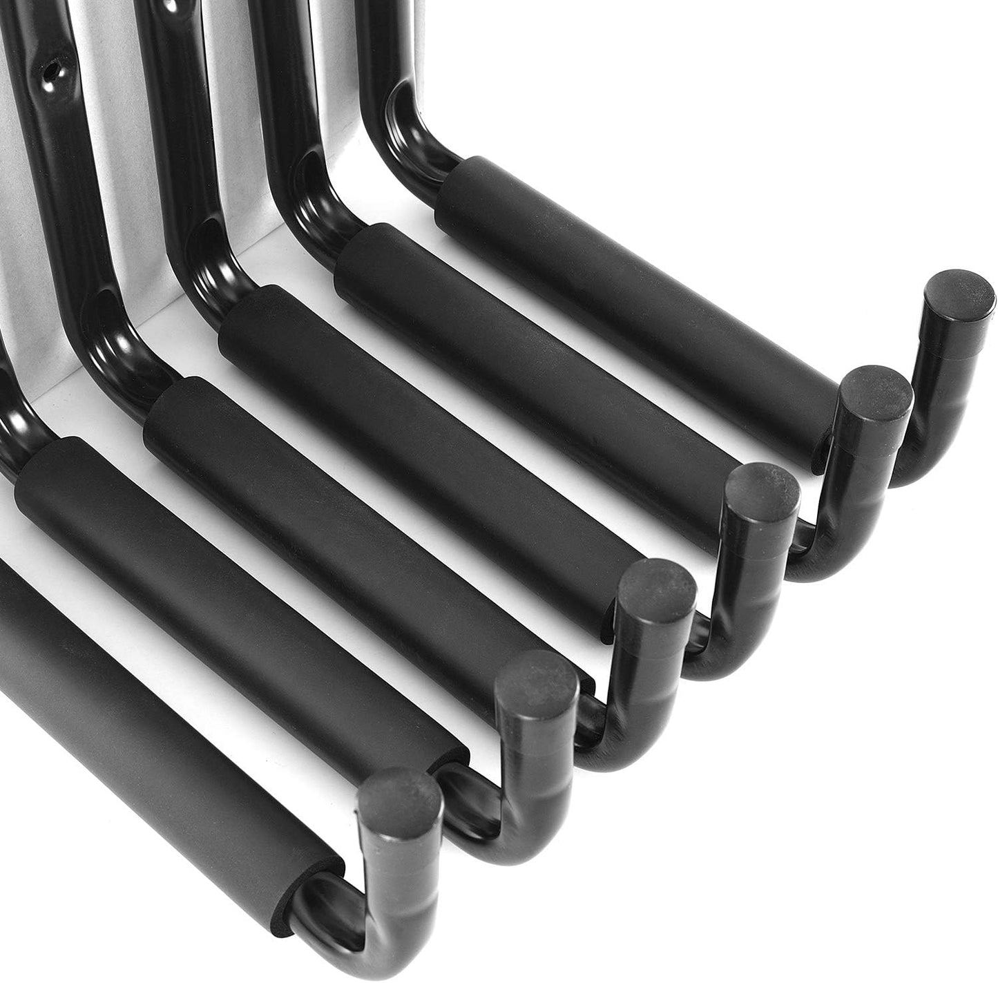 Ihomepark Heavy Duty Garage Storage Utility Hooks with 9''Jumbo Arm, Wall Mount Garage Hanger & Organizer for Ladder Tool Chair Hose(6 Pack - Black)