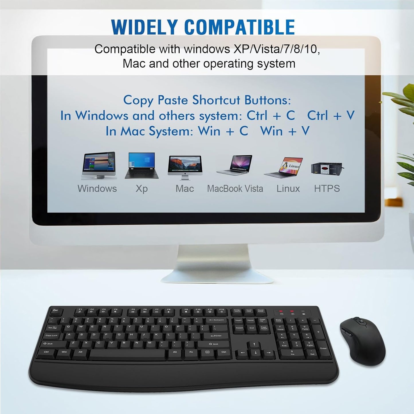 Wireless Keyboard and Mouse Combo, Full-Sized 2.4GHz Wireless Keyboard