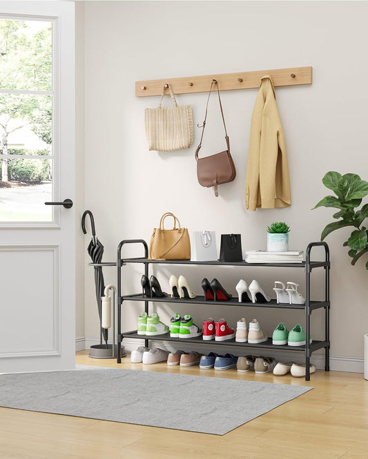 Kitsure Extra-Long Shoe Rack for Closet, Shoe Organizer for Front Door Entrance, Stackable Shoe Shelf, Detachable Closet Organizers and Storage, 39.0" Wide - 3 Tier, Black