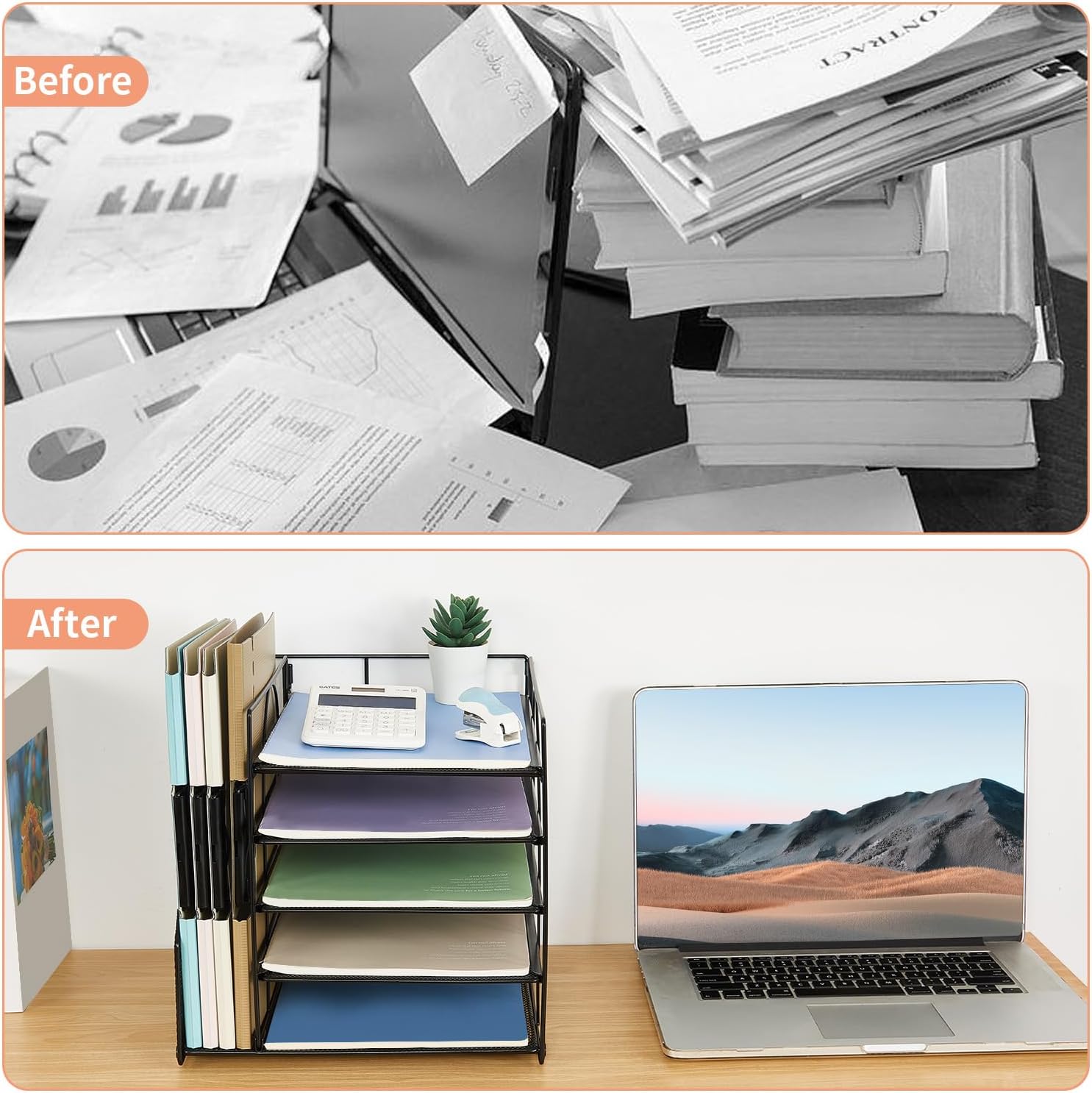 Desk Organizers and Accessories, 5-Tier Paper Letter Tray Organizer wi