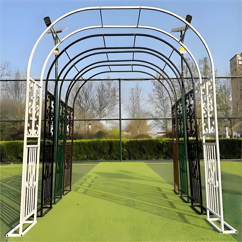 Heavy Duty Metal Garden Trellis Arch for Climbing Vines, Outdoor Pathway Arbor, Durable Plant Support, Black/Brown/White/Green, 118"X91"X16", Perfect for Courtyards & La